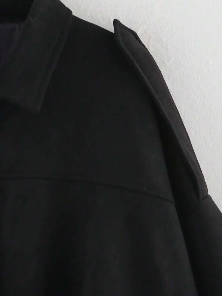 Dámská volná vintage bunda – klasický límec, dlouhý rukáv, podzimní styl