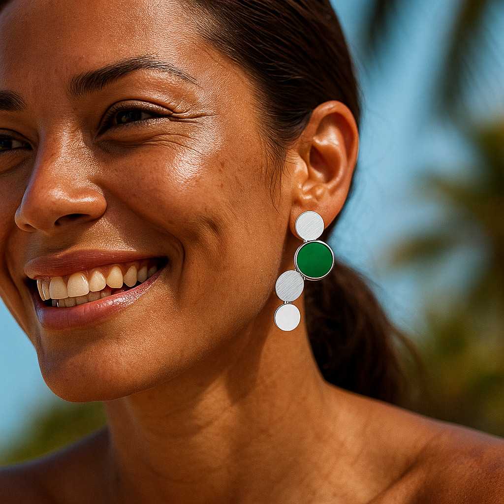 Oceane | Zlaté náušnice s tyrkysovými akcenty