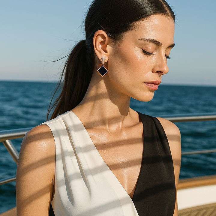 Keto | Náušnice se čtvercovými černými drahokamy