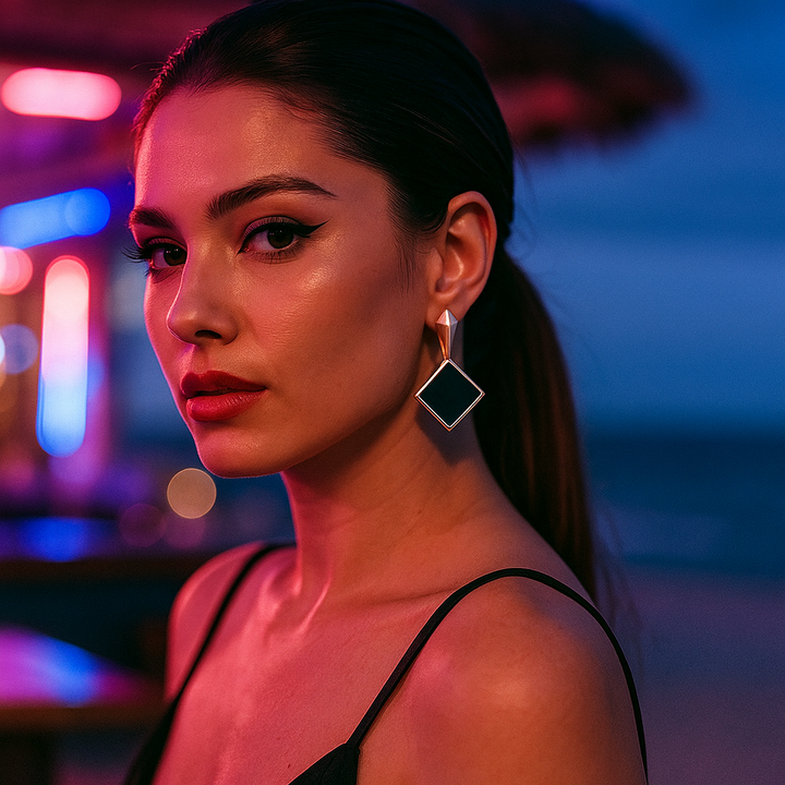 Keto | Náušnice se čtvercovými černými drahokamy