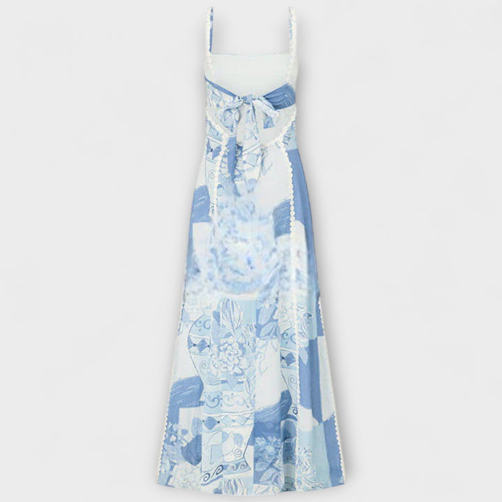 Valentýna | Maxišaty z lněné směsi s potiskem