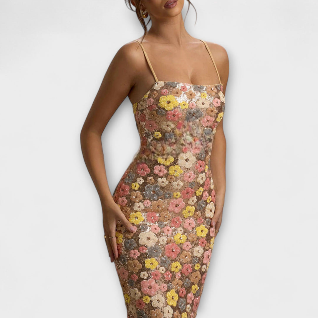 Vlastimila | Maxišaty s flitrovým květinovým vzorem