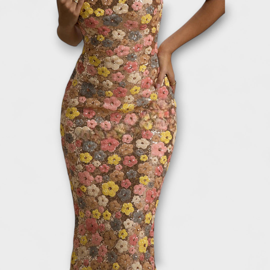 Vlastimila | Maxišaty s flitrovým květinovým vzorem