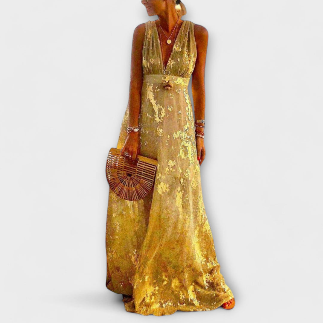 Elvira | Maxi šaty s flitrovými detaily a výstřihem do V