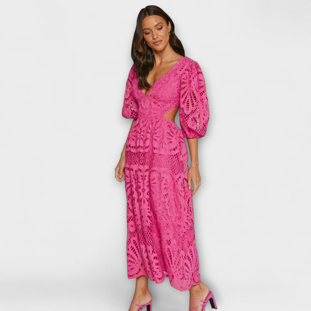 Sira | Midišaty s výšivkou a průstřihy