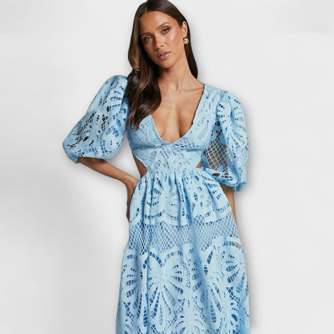 Sira | Midišaty s výšivkou a průstřihy