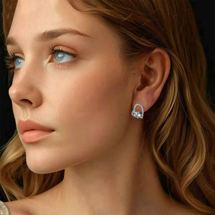 Spící štěně náušnice ze stříbra 925