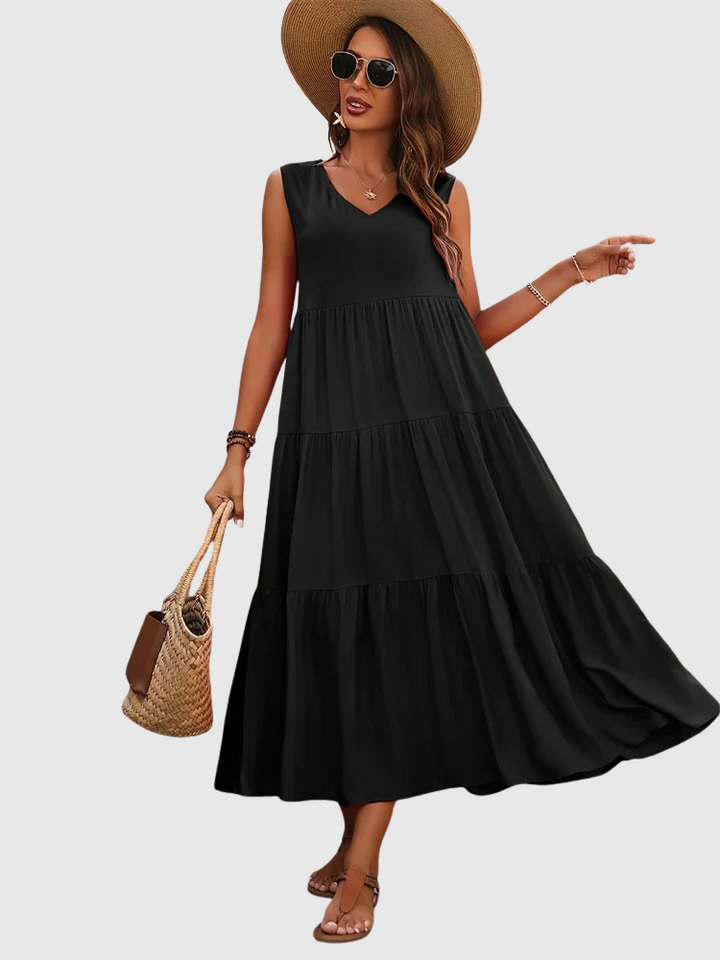 FIALKA | Dlouhé Rozšířené Šaty s Absolutním Pohodlím a Letním Stylem