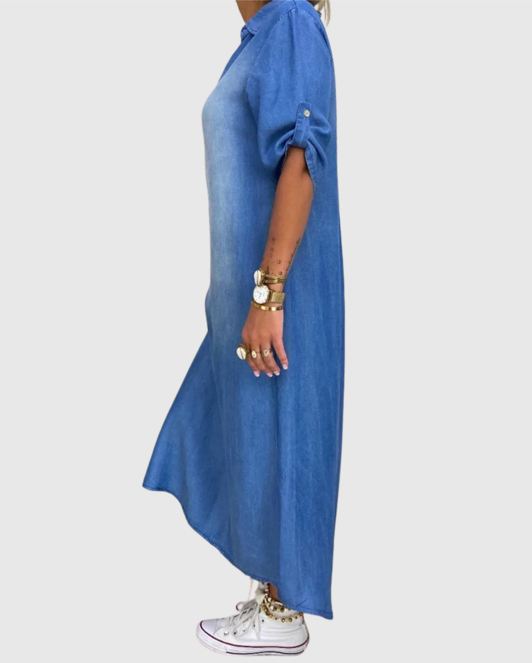 Lea | Dlouhé džínové šaty s bočním rozparkem