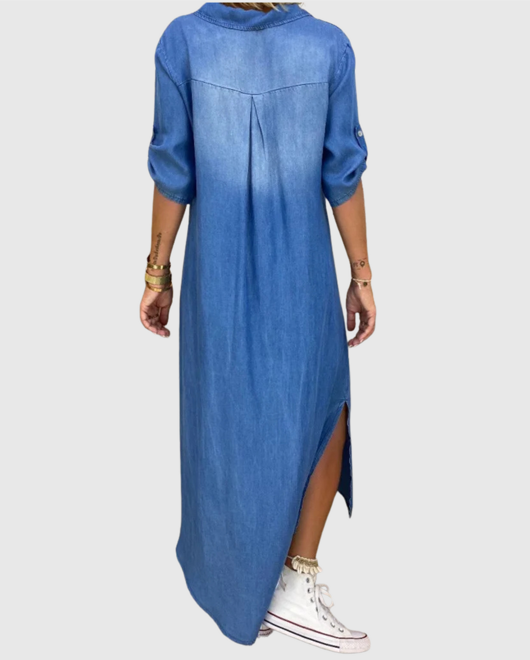 Lea | Dlouhé džínové šaty s bočním rozparkem