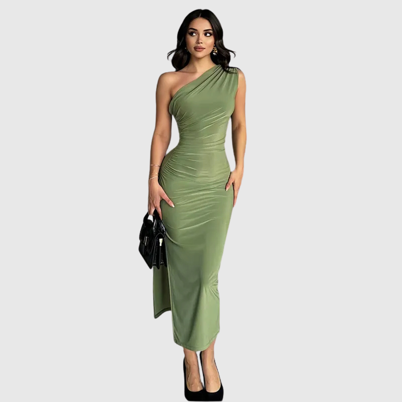 Kaia | Jednoramenné plisované midi šaty