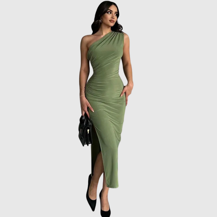 Kaia | Jednoramenné plisované midi šaty