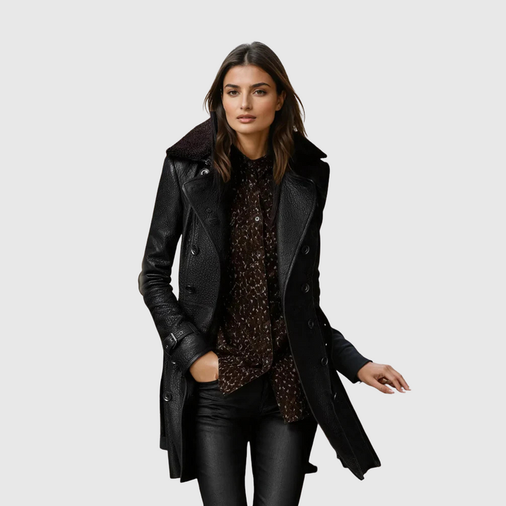 Dagmara | Elegantní kožený kabát