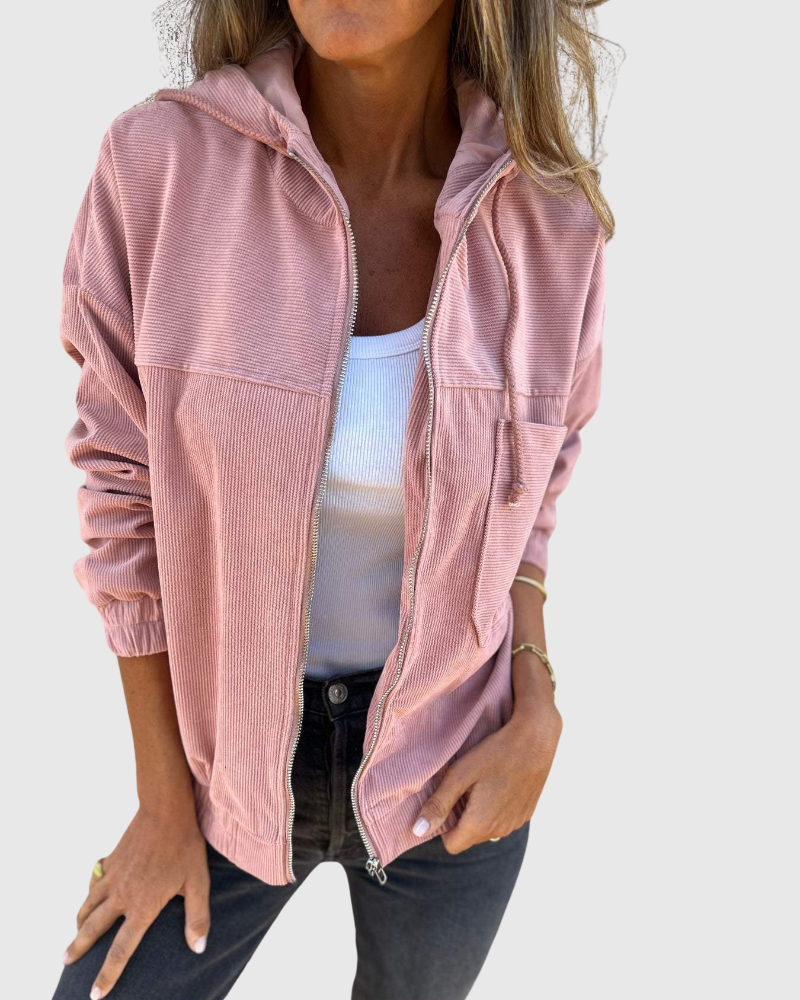 Ella | Manšestrová mikina s kapucí a zipem