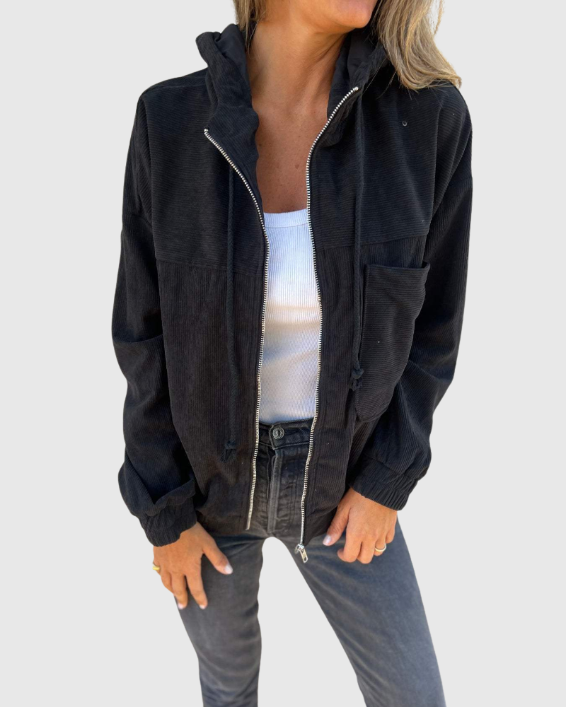 Ella | Manšestrová mikina s kapucí a zipem