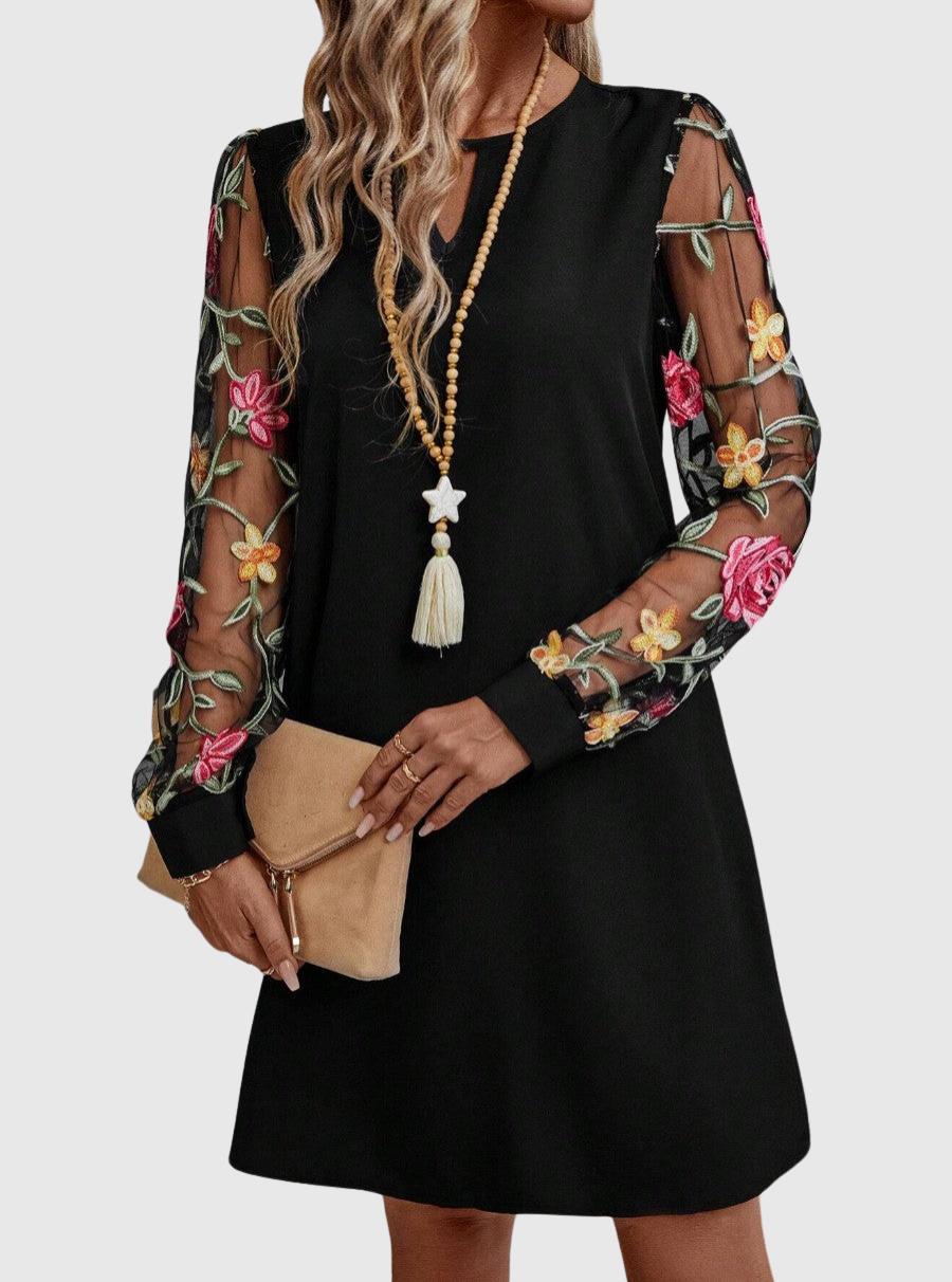 Jolanta | Elegantní šaty s výstřihem do V a výraznými rukávy