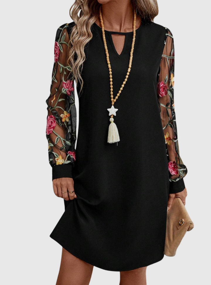 Jolanta | Elegantní šaty s výstřihem do V a výraznými rukávy