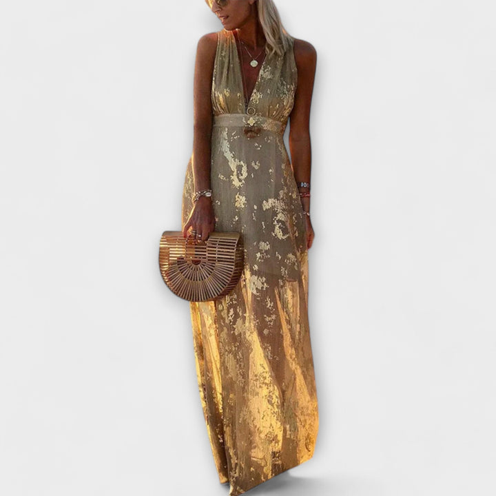 Elvira | Maxi šaty s flitrovými detaily a výstřihem do V