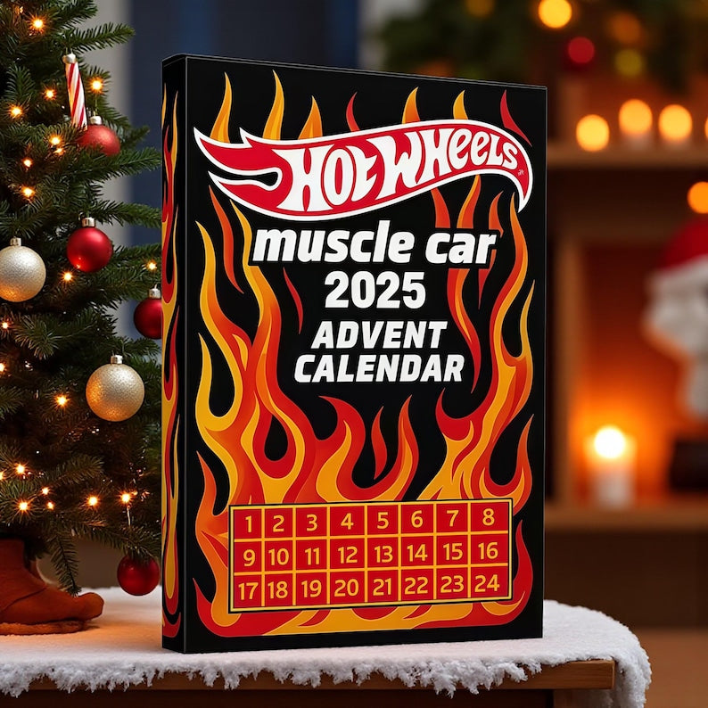 Horký výprodej - 50% SLEVA - Adventní kalendář Hot Wheels Muscle Toy Car - 24 DNŮ 2025