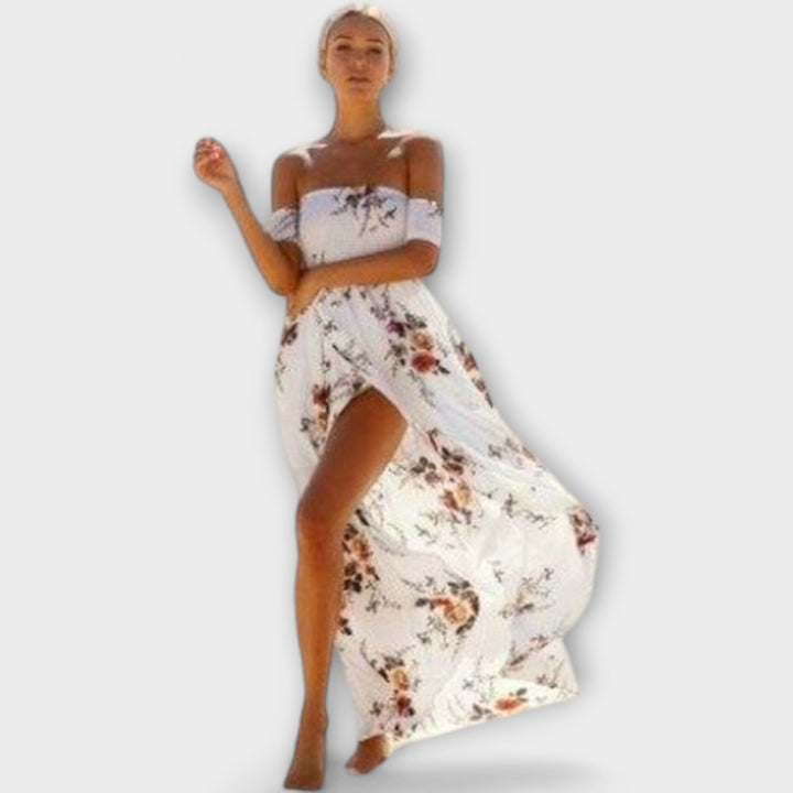 Nikola | Maxi šaty s odhalenými rameny a květinovým vzorem