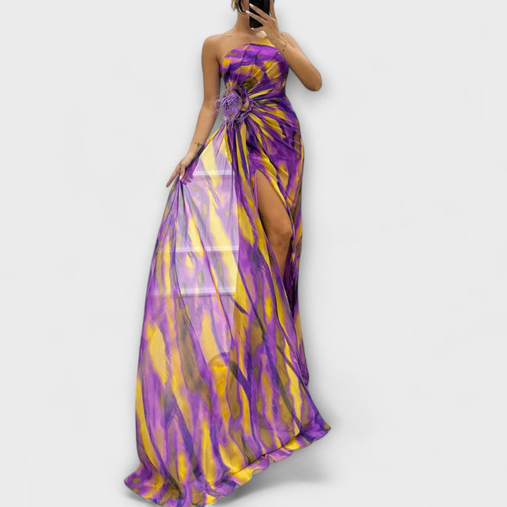 Renata | Jednoramenné maxi šaty s potiskem