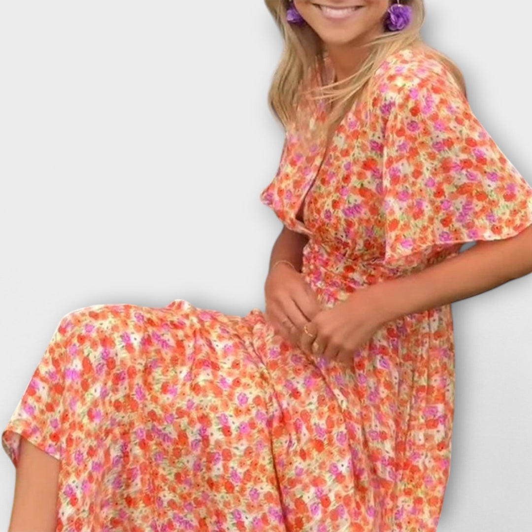 Emily | Klasické květinové šaty s výstřihem do V